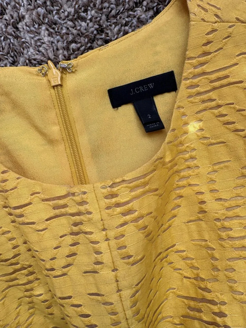 J.Crew Yellow Textured Fit & Flare Sleeveless Dress Size 2